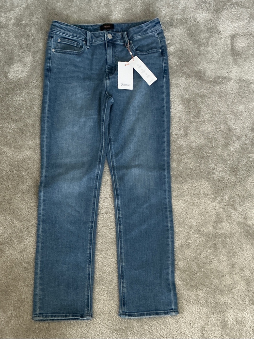 Quince Luna Stretch Slim Straight Jeans in seaside blue 29” inseam
